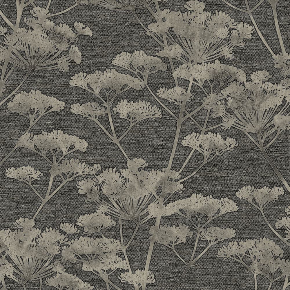 Serene Seedhead Black And Gold Wallpaper
