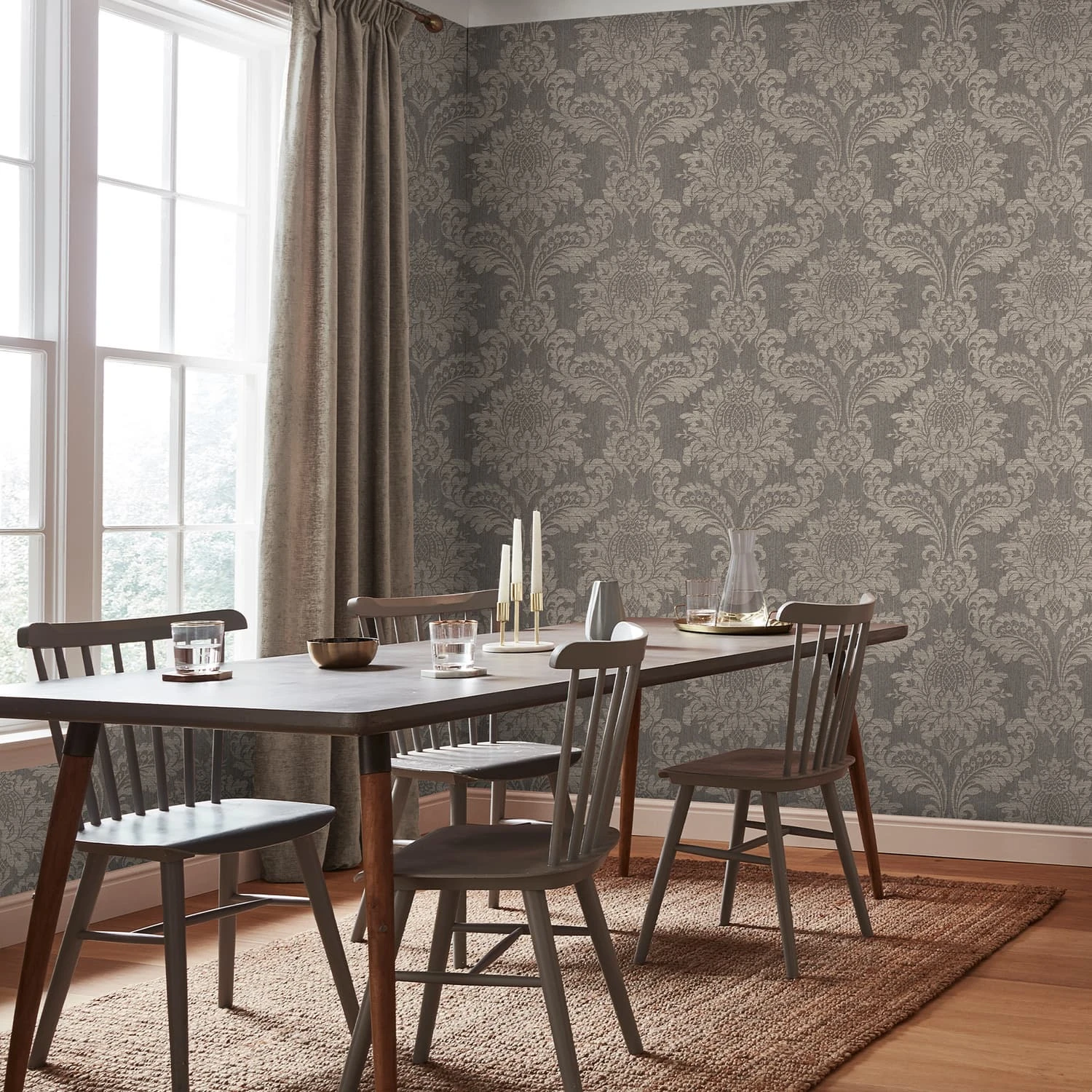 Archive Damask Taupe Wallpaper