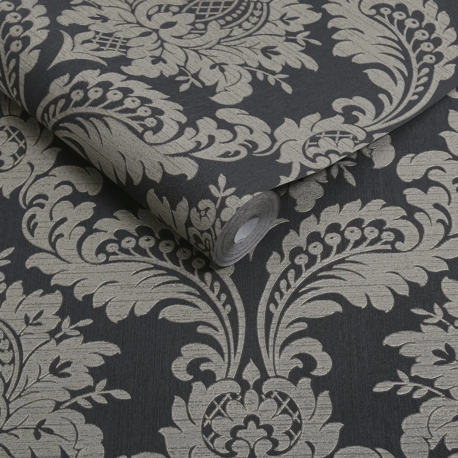 Archive Damask Black And Gold Wallpaper